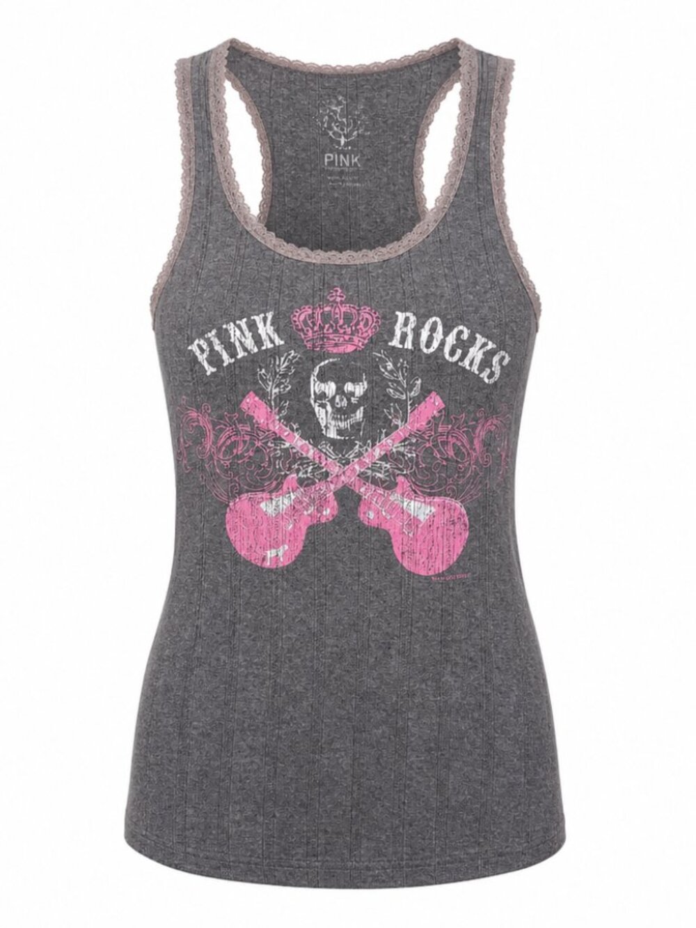 Victoria's Secret PINK edgy Y2K Skull Print Graphic Cami Tank Medium